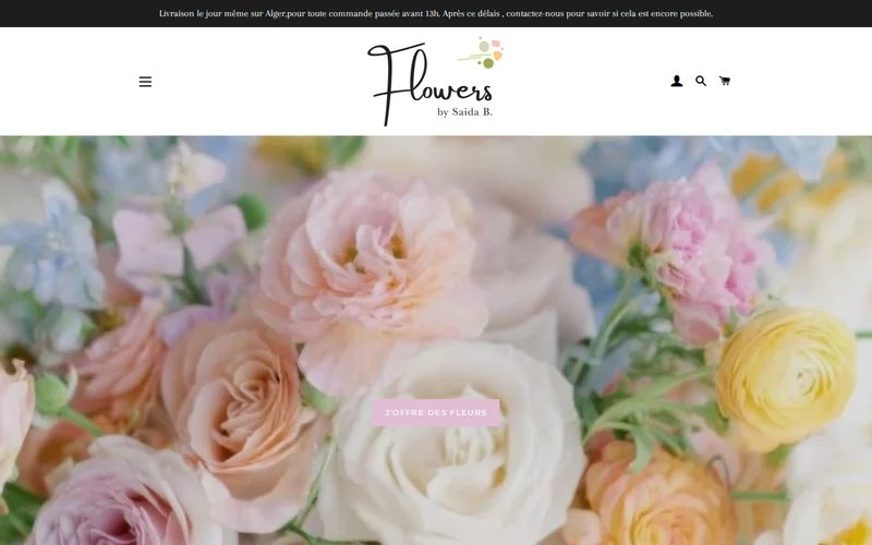 Website screenshot of Flowers by Saida B