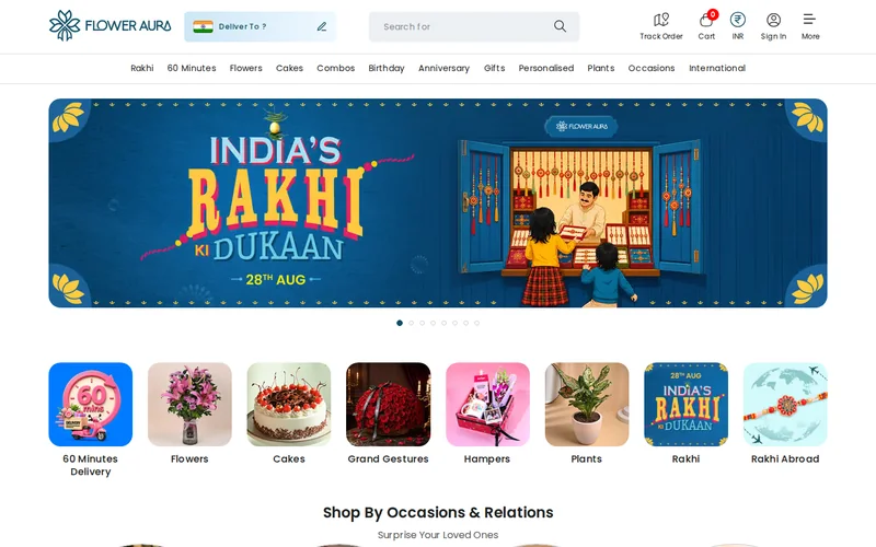 Website screenshot of FlowerAura