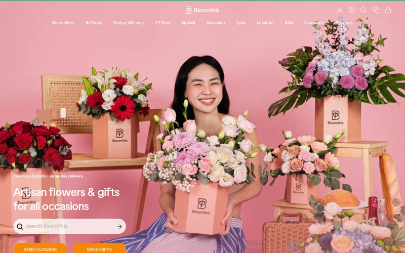 Website screenshot of BloomThis