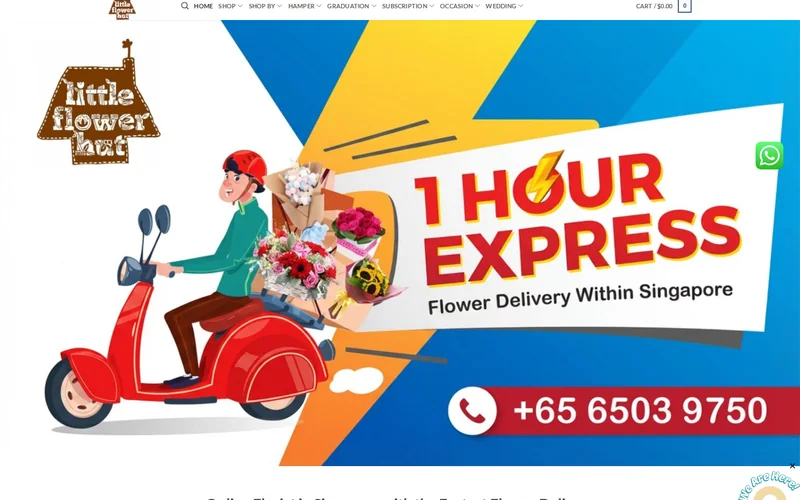 Website screenshot of Little Flower Hut