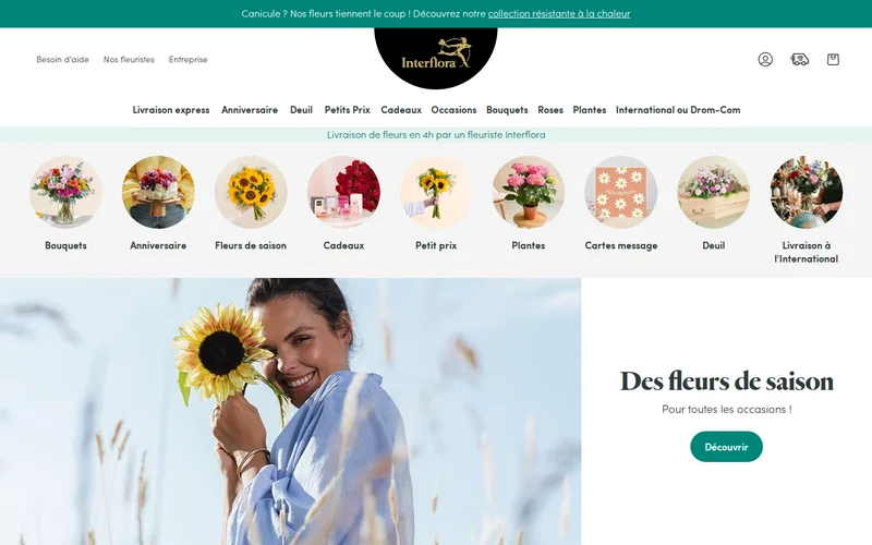 Website screenshot of Interflora France