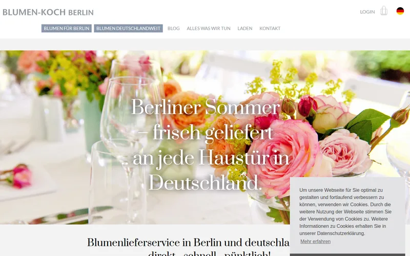 Website screenshot of Blumen Koch Berlin