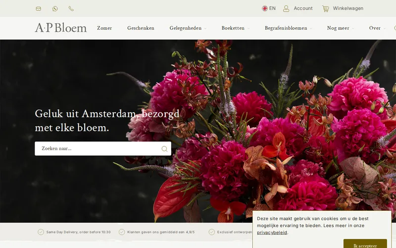 Website screenshot of A.P Bloem