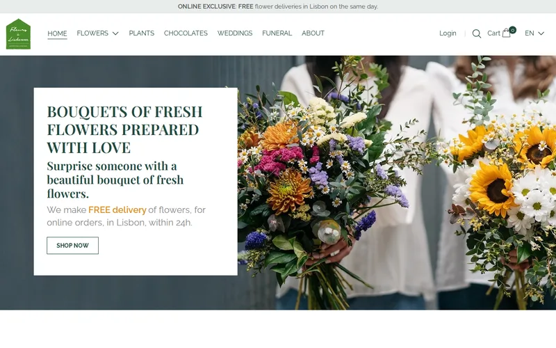 Website screenshot of Fleurs à Lisbonne