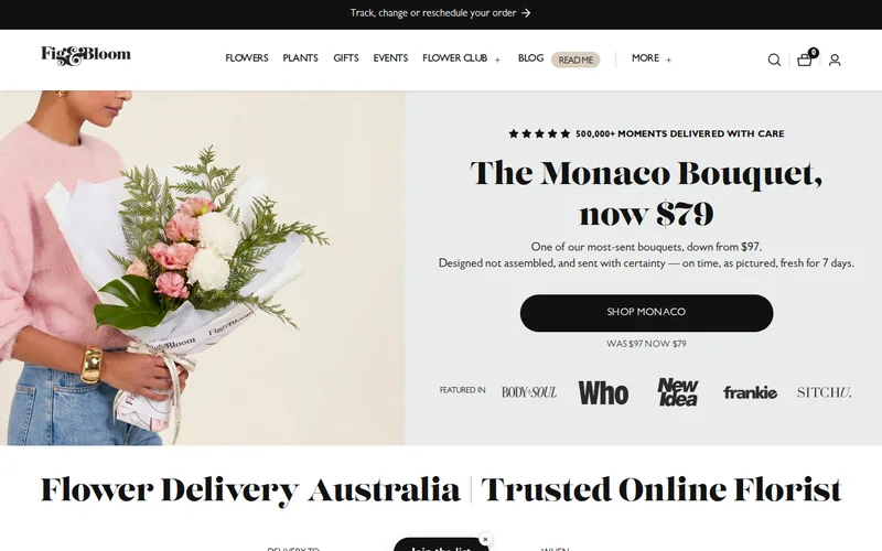 Website screenshot of Fig & Bloom